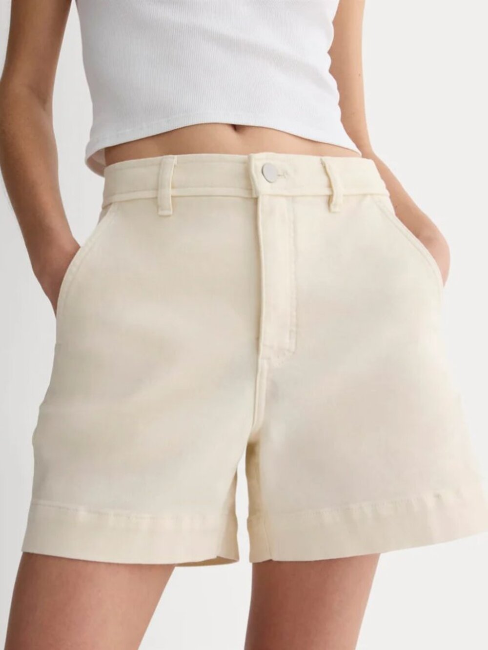 EVERLANE The Utility Shorts High-Rise Zip-Fly 4-Pocket in Bone Women's Size 0